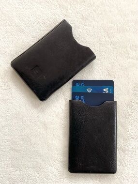 Vintage Wilsons Leather Slim Card Holder Wallet Black Minimal EDC